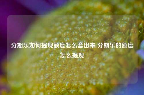 分期乐如何提现额度怎么套出来 分期乐的额度怎么提现