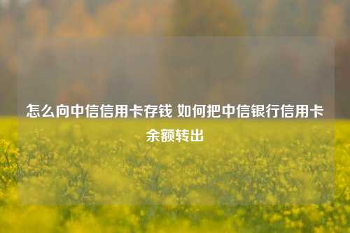 怎么向中信信用卡存钱 如何把中信银行信用卡余额转出