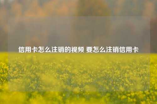 信用卡怎么注销的视频 要怎么注销信用卡