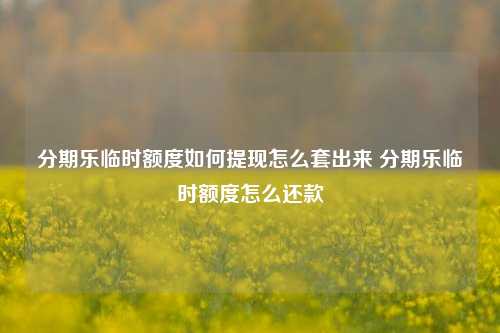 分期乐临时额度如何提现怎么套出来 分期乐临时额度怎么还款