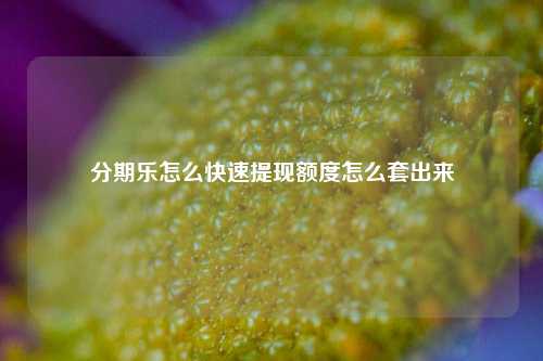 分期乐怎么快速提现额度怎么套出来