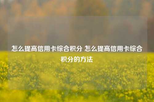 怎么提高信用卡综合积分 怎么提高信用卡综合积分的方法