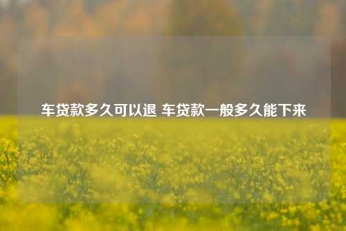 车贷款多久可以退 车贷款一般多久能下来