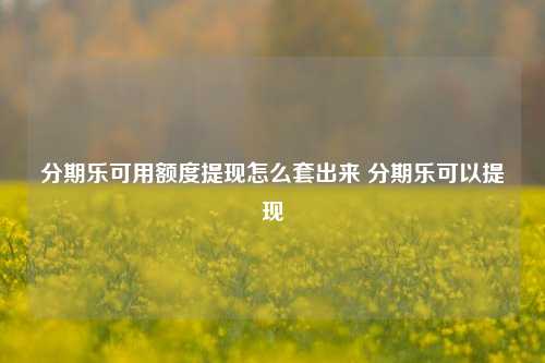 分期乐可用额度提现怎么套出来 分期乐可以提现