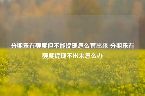 分期乐有额度但不能提现怎么套出来 分期乐有额度提现不出来怎么办