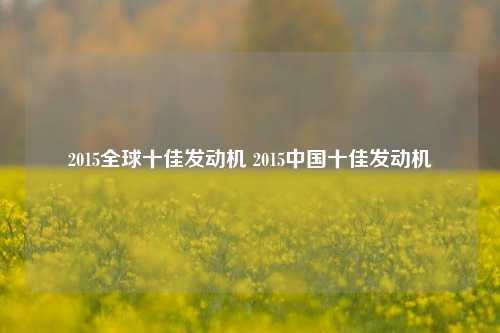 2015全球十佳发动机 2015中国十佳发动机