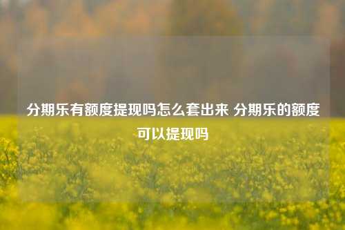 分期乐有额度提现吗怎么套出来 分期乐的额度可以提现吗