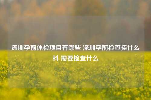 深圳孕前体检项目有哪些 深圳孕前检查挂什么科 需要检查什么