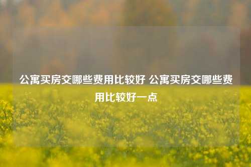 公寓买房交哪些费用比较好 公寓买房交哪些费用比较好一点