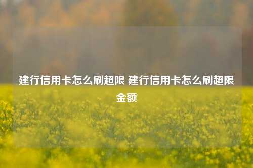 建行信用卡怎么刷超限 建行信用卡怎么刷超限金额