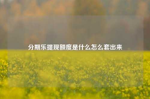 分期乐提现额度是什么怎么套出来