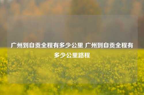 广州到自贡全程有多少公里 广州到自贡全程有多少公里路程