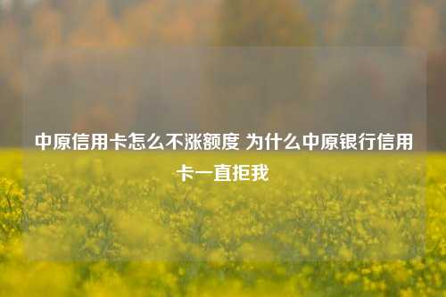 中原信用卡怎么不涨额度 为什么中原银行信用卡一直拒我