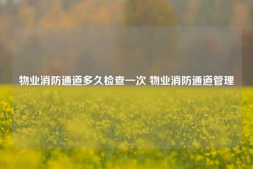 物业消防通道多久检查一次 物业消防通道管理