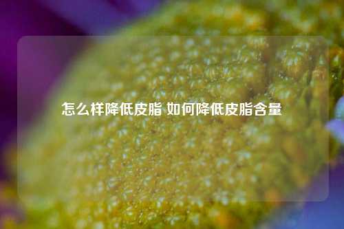 怎么样降低皮脂 如何降低皮脂含量