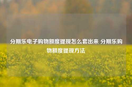 分期乐电子购物额度提现怎么套出来 分期乐购物额度提现方法