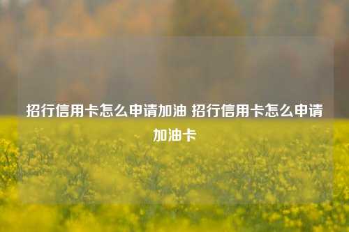 招行信用卡怎么申请加油 招行信用卡怎么申请加油卡