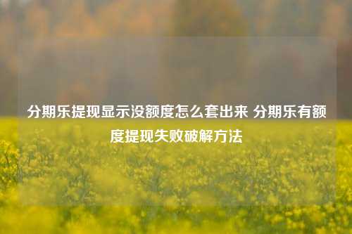 分期乐提现显示没额度怎么套出来 分期乐有额度提现失败破解方法