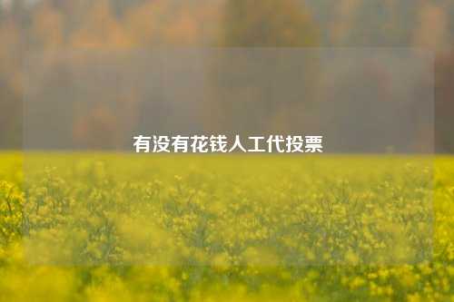 有没有花钱人工代投票