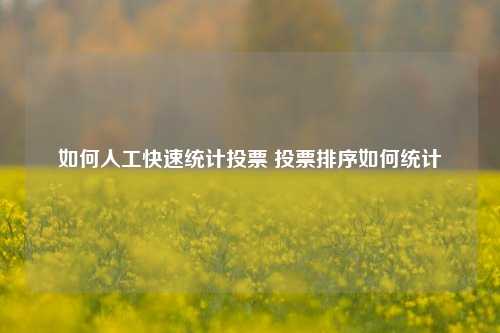 如何人工快速统计投票 投票排序如何统计