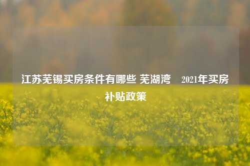 江苏芜锡买房条件有哪些 芜湖湾沚2021年买房补贴政策