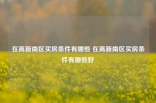 在高新南区买房条件有哪些 在高新南区买房条件有哪些好