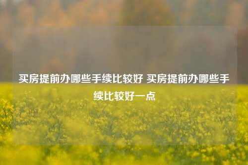 买房提前办哪些手续比较好 买房提前办哪些手续比较好一点