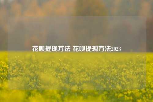 花呗提现方法 花呗提现方法2023