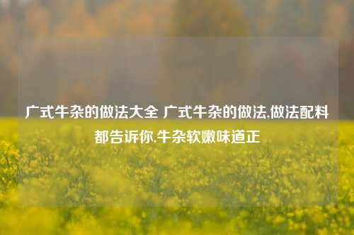 广式牛杂的做法大全 广式牛杂的做法,做法配料都告诉你,牛杂软嫩味道正