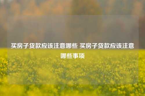 买房子贷款应该注意哪些 买房子贷款应该注意哪些事项