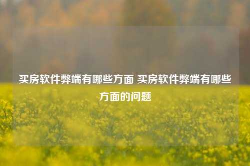 买房软件弊端有哪些方面 买房软件弊端有哪些方面的问题